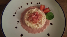 Il Risotto in rosa (speck, fragole, ricotta, aceto balsamico) - Il Cuoco in Cravatta